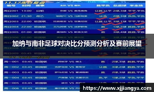 加纳与南非足球对决比分预测分析及赛前展望